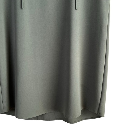 Theory Antazie Tie Front Shift Mini Dress Drapey Crepe in Military Green, Size 8 - Picture 7 of 9